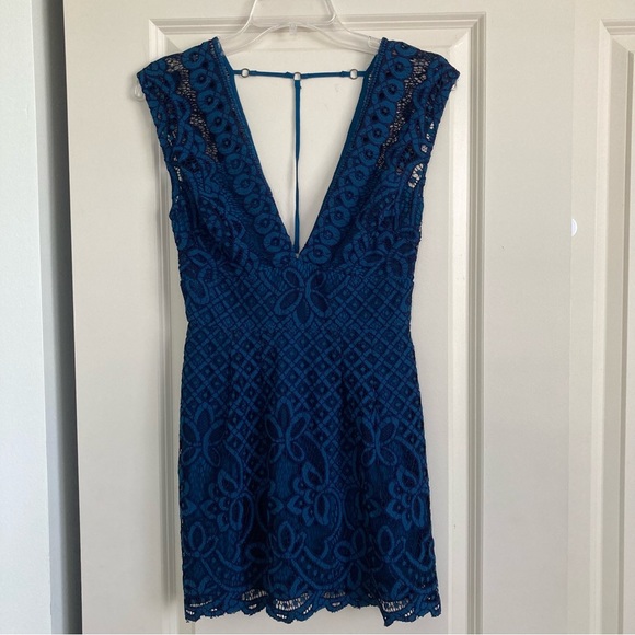 Free People One Million Lovers Lace Dress Size 2 Blue - Picture 11 of 11
